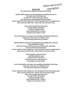 Santa's Gift Poem format Song Lyrics