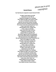 Second Chance Poem Format of Song Lyrics